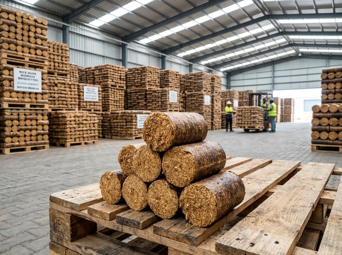 Pure Rice Husk Briquette Stock